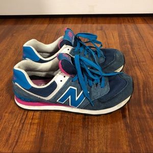 💙New Balance 574 -Blue with Pink Glo & White